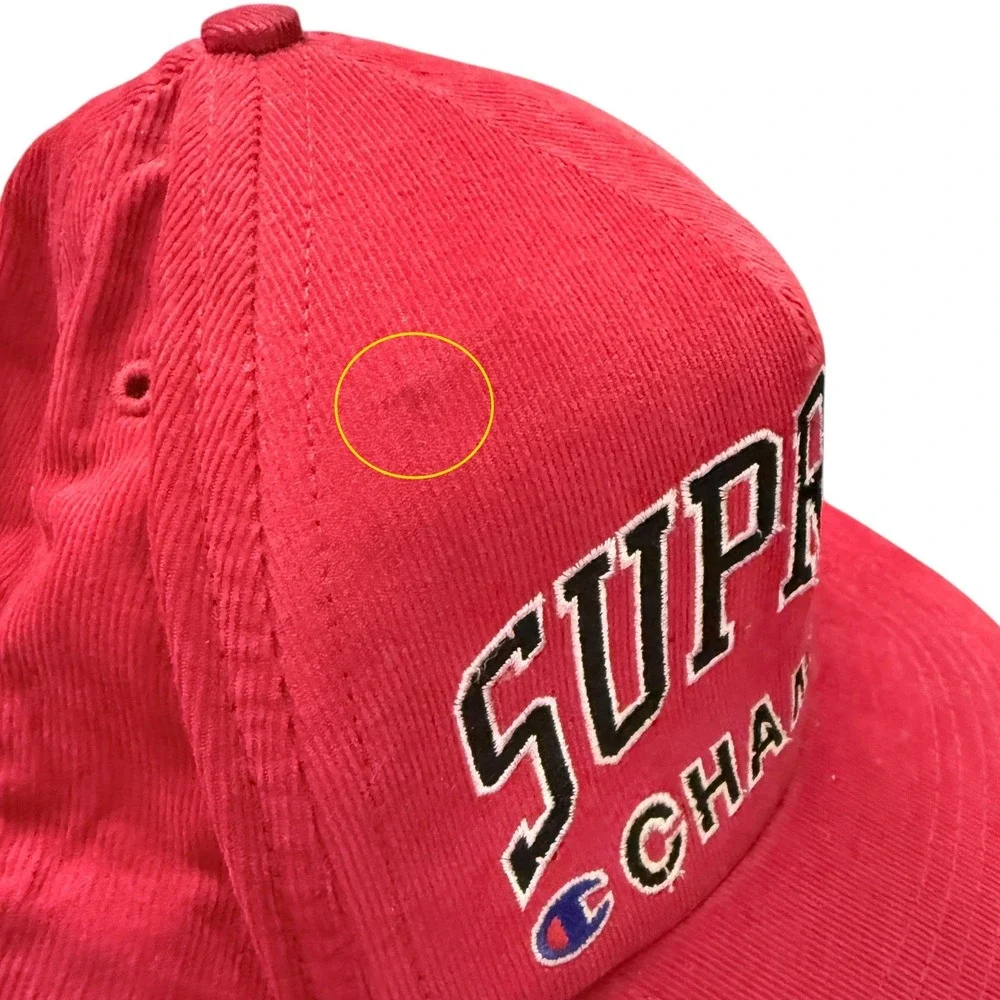 Supreme Champion Corduroy 5 Panel Red Snapback Hat Made in USA Season SS17